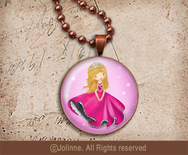 Jewelry princess pendant necklace for children , girls accessories