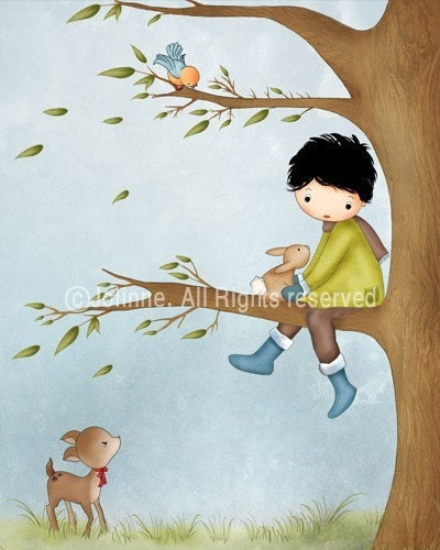Kids wall art boys room decor nursery boys prints , deer, bird, bunny , etsy winter holidays wall art poster