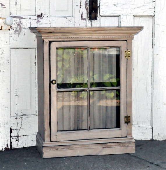 Distressed Cabinet with Glass Door