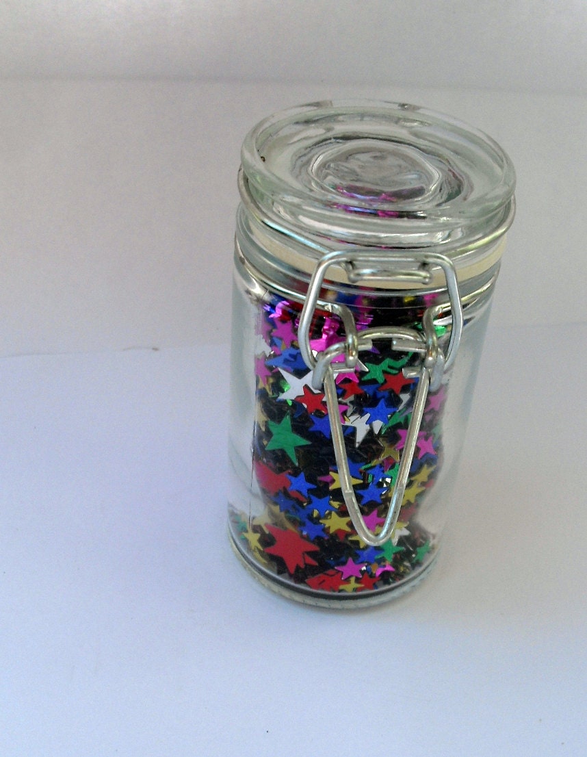Jar of Star Confetti - party collage mixed media storage scrapbooking