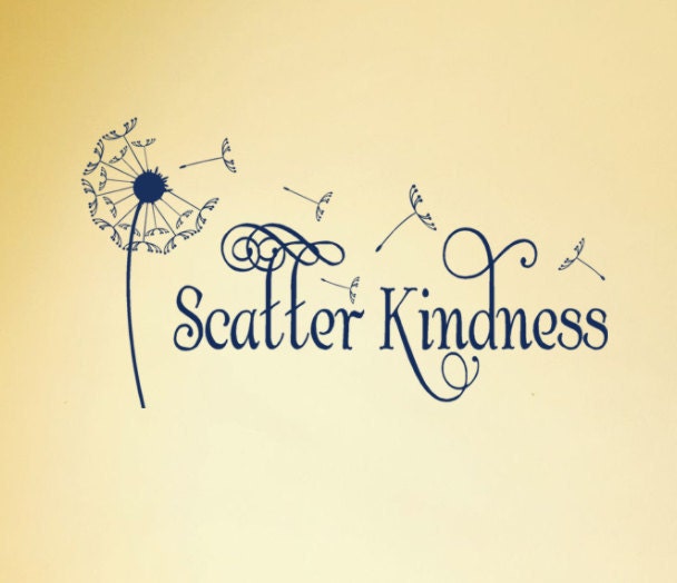 Dandelion wall decal with Scatter Kindness wall quote and blowing seeds