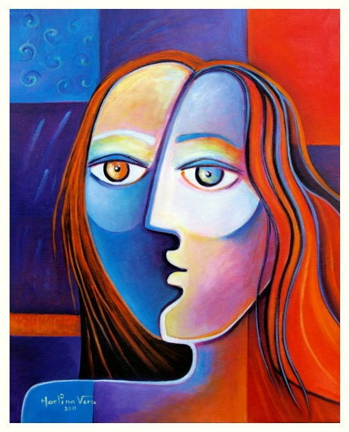 Original Painting RED HAIR GIRL Modern Contemporary Marlina Vera