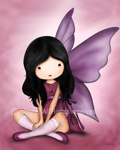 Angel art print illustration Kids wall art girls room decor fairy nursery poster, children decor
