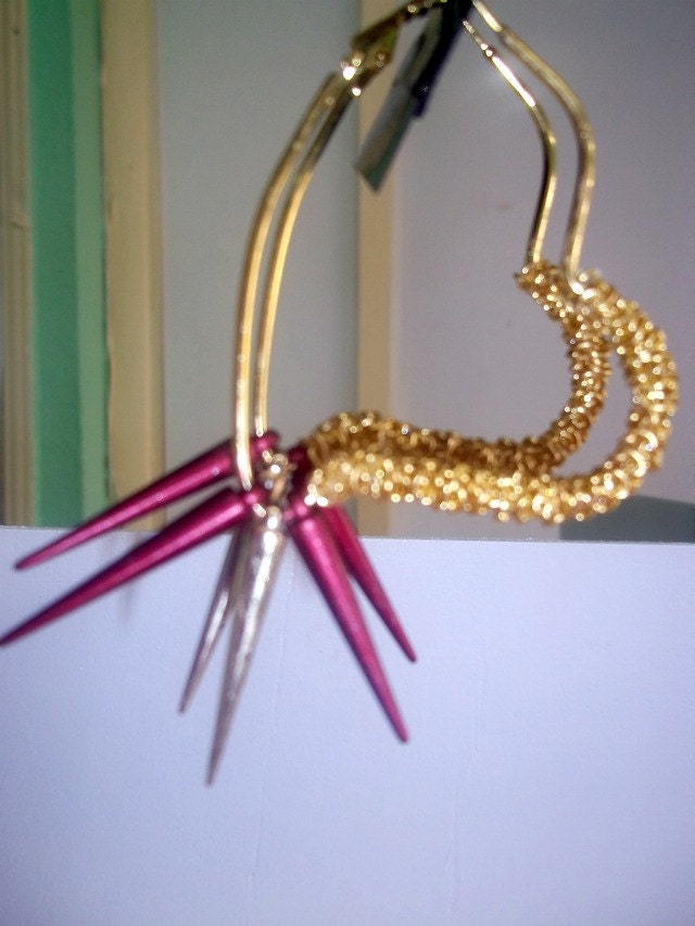 New Gold and Maroone Heart Shaped Earrings