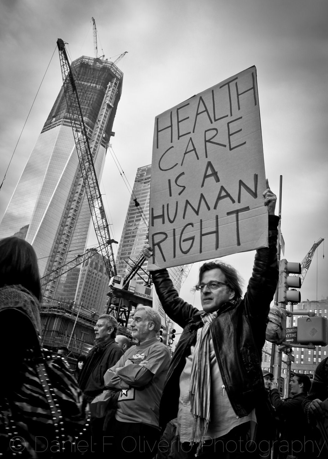 Occupy Wall St - Healthcare is a Human Right - 5x7 - CHOOSE A COLOR: Black & White, Warm Aged, Antique, Cold Tone or Indigo
