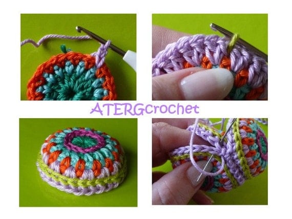 Crochet pattern colorful circle ball by ATERGcrochet