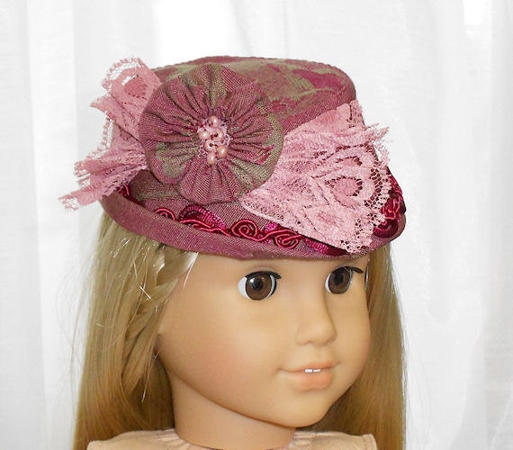 American Girl Doll Clothes - Doll Hat in Cranberry and Rose