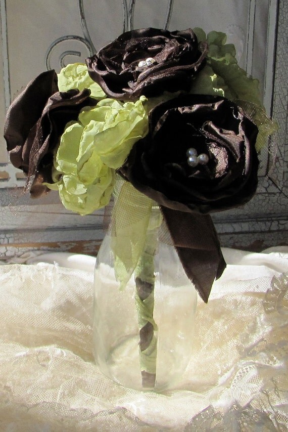 Fabric Flower  Bouquet Custom Order any color  by My Broken Art on Etsy