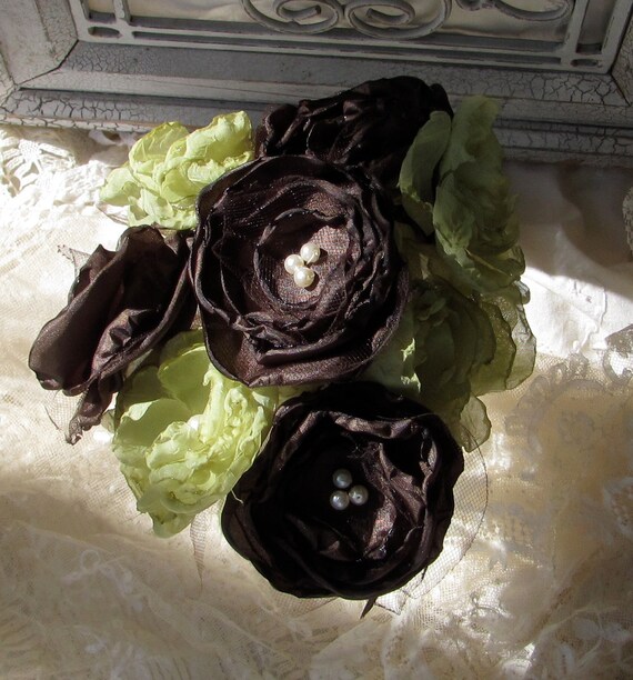 Fabric Flower  Bouquet Custom Order any color  by My Broken Art on Etsy