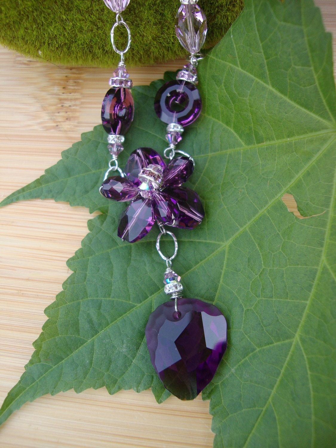 Amethyst Purple Swarovski Crystal Cluster Necklace Preview 4