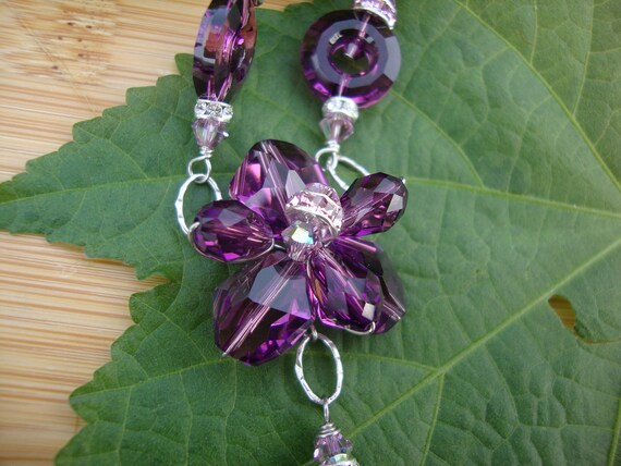 Amethyst Purple Swarovski Crystal Cluster Necklace Preview 3