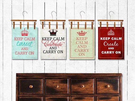 Art, Print, Keep Calm and Carry On, Collection, Red, Turquoise, Black, Green, Aqua, Pink, Coral