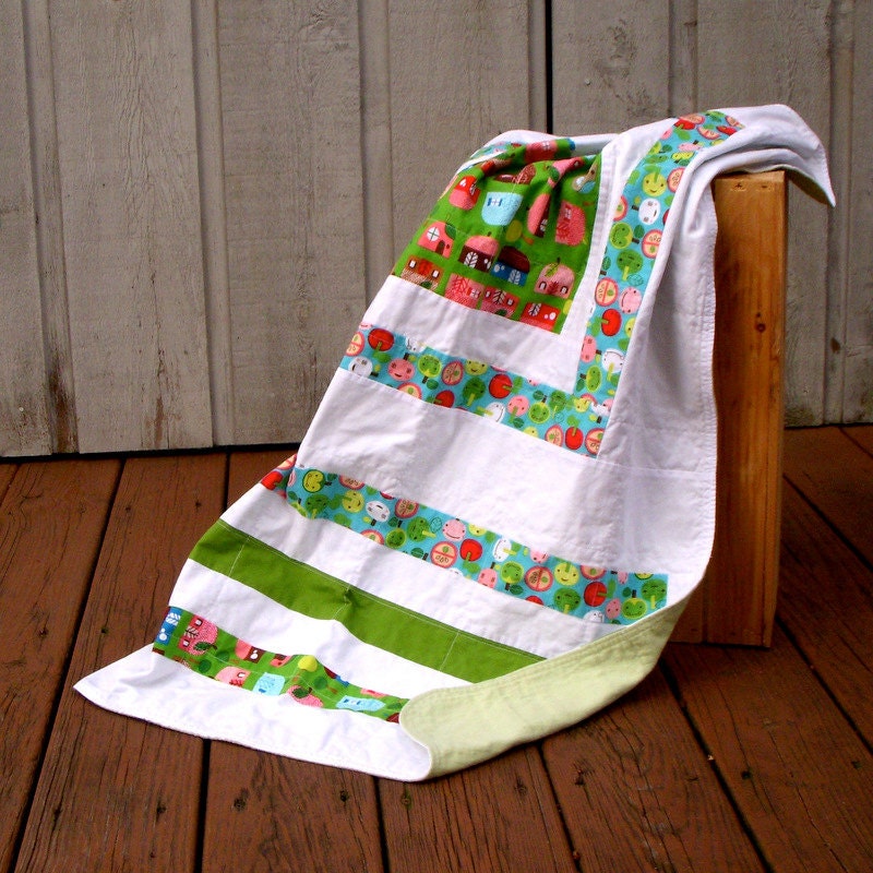 Baby Blanket Quilted Flannel Apples