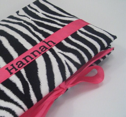 Girl Baby memory book scrapbook personalized name hot pink zebra stripes 