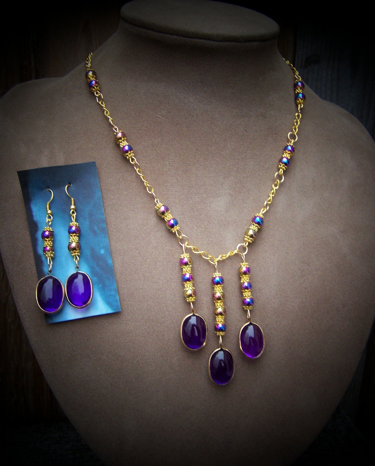 Free shipping with your mini order, Beautiful Goddess Beaded Necklace and Earrings Set by Sherry of 19th Day Miniatures