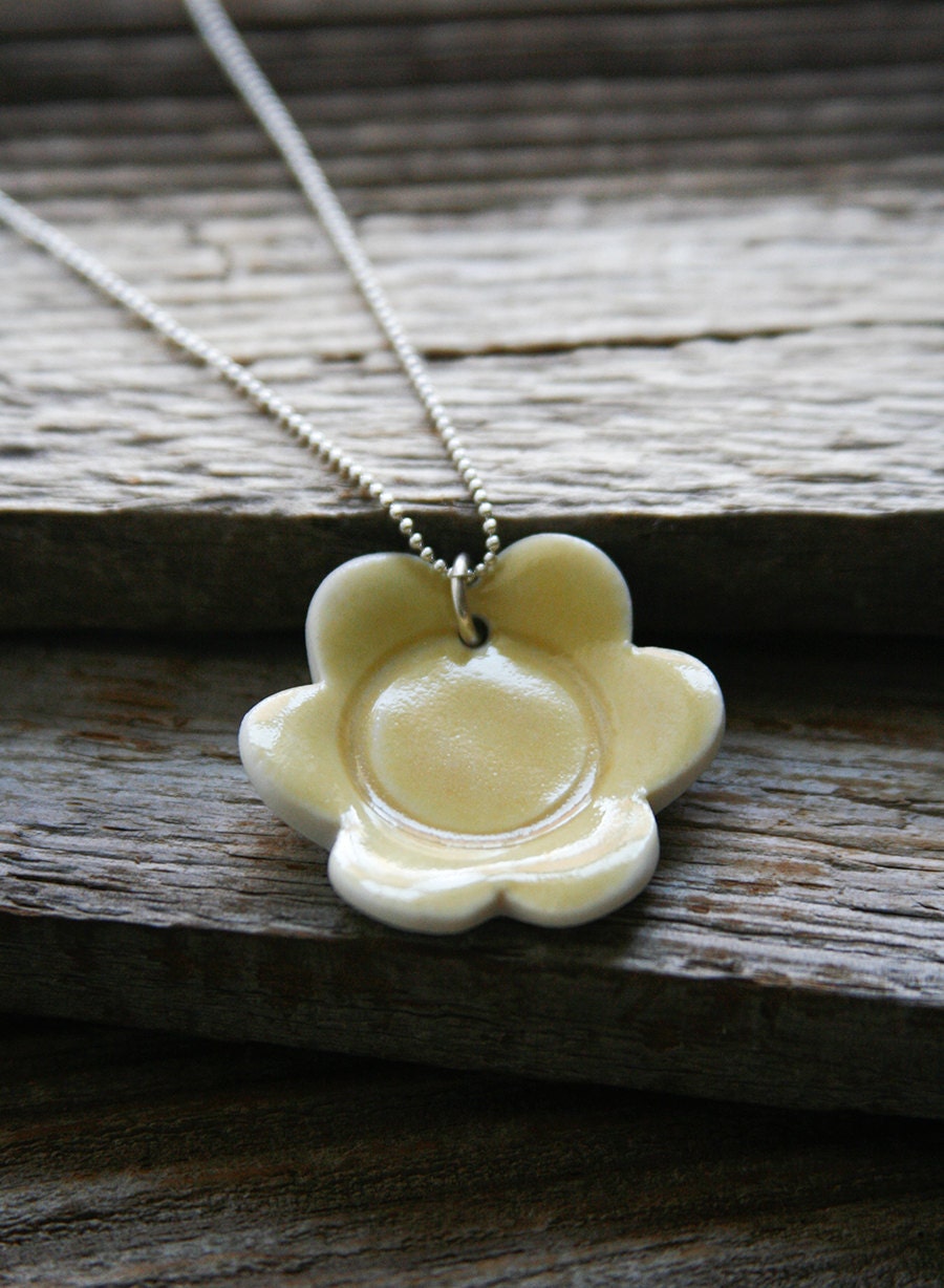 Necklace with Yellow Porcelain Flower - ON SALE