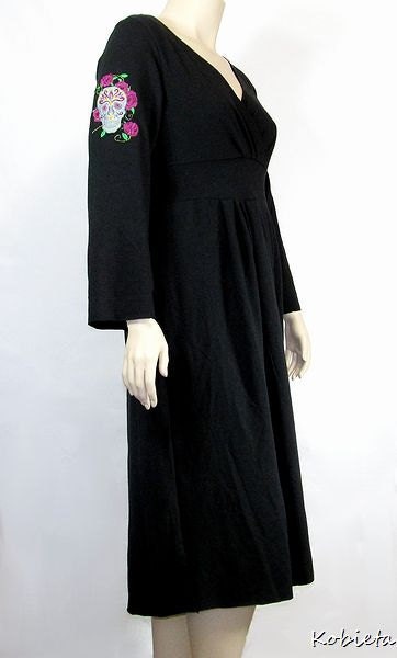 *SALE*Kobieta Inked Divinity Dress~Black with Sugar Skull Embroidery~Size L/XL/XXL