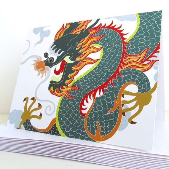 The Year of the Dragon New Years Cards Chinese New Year 2012 Set of 10