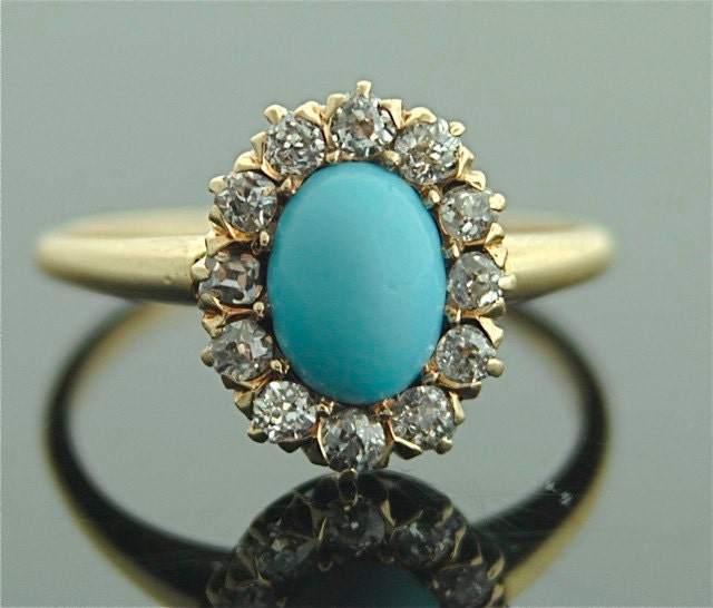 Antique Turquoise Ring 14k Yellow G SITFineJewelry 235000 USD