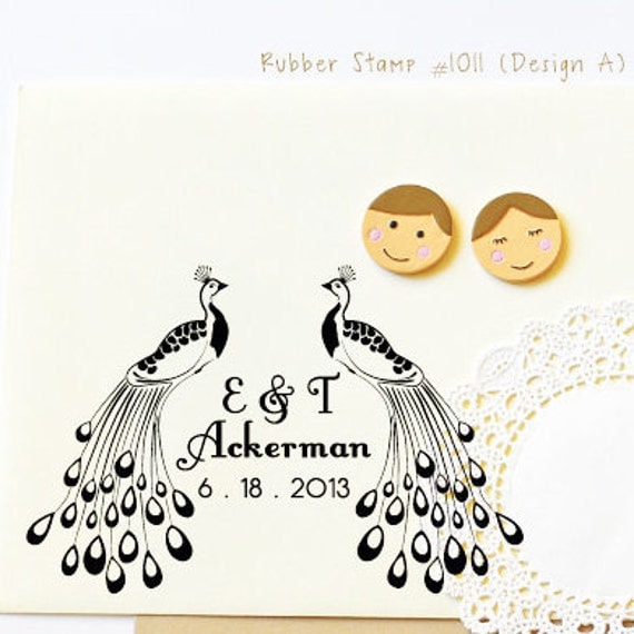 Custom Rubber Address Stamp RSVP Custom Wedding Stamp Couple 1011