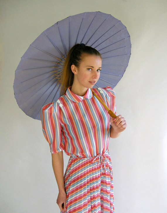 Candy Stripes Vintage 80s Sheer Dolly Dress S M by empressjade from etsy.com