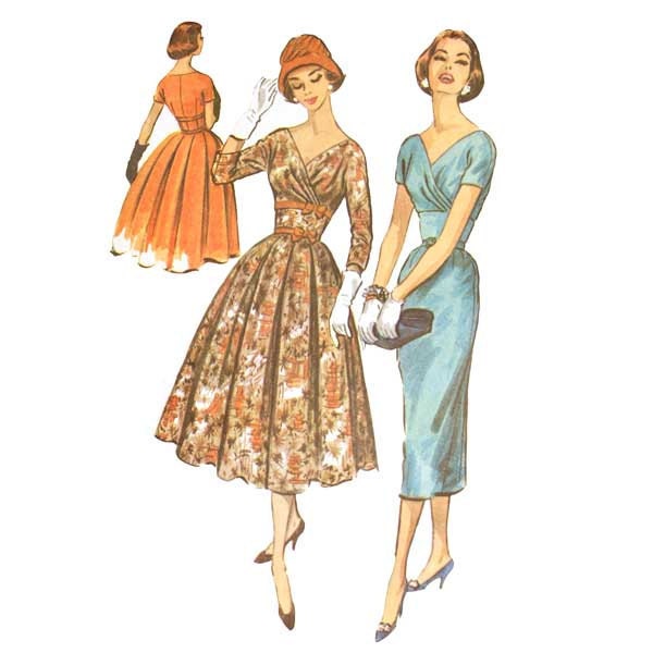 1950s Surplice Dress Pattern Empire Waist Bust 34 McCall's 3990