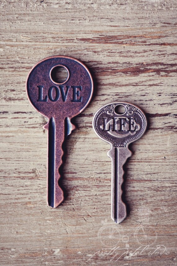 Vintage Keys with Engraved Word "Love"- Pretty Petal Studio