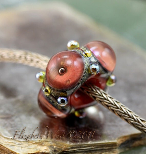 Coral Blush 5111 Large Hole Bead betsybeads Lampwork Bead SRA