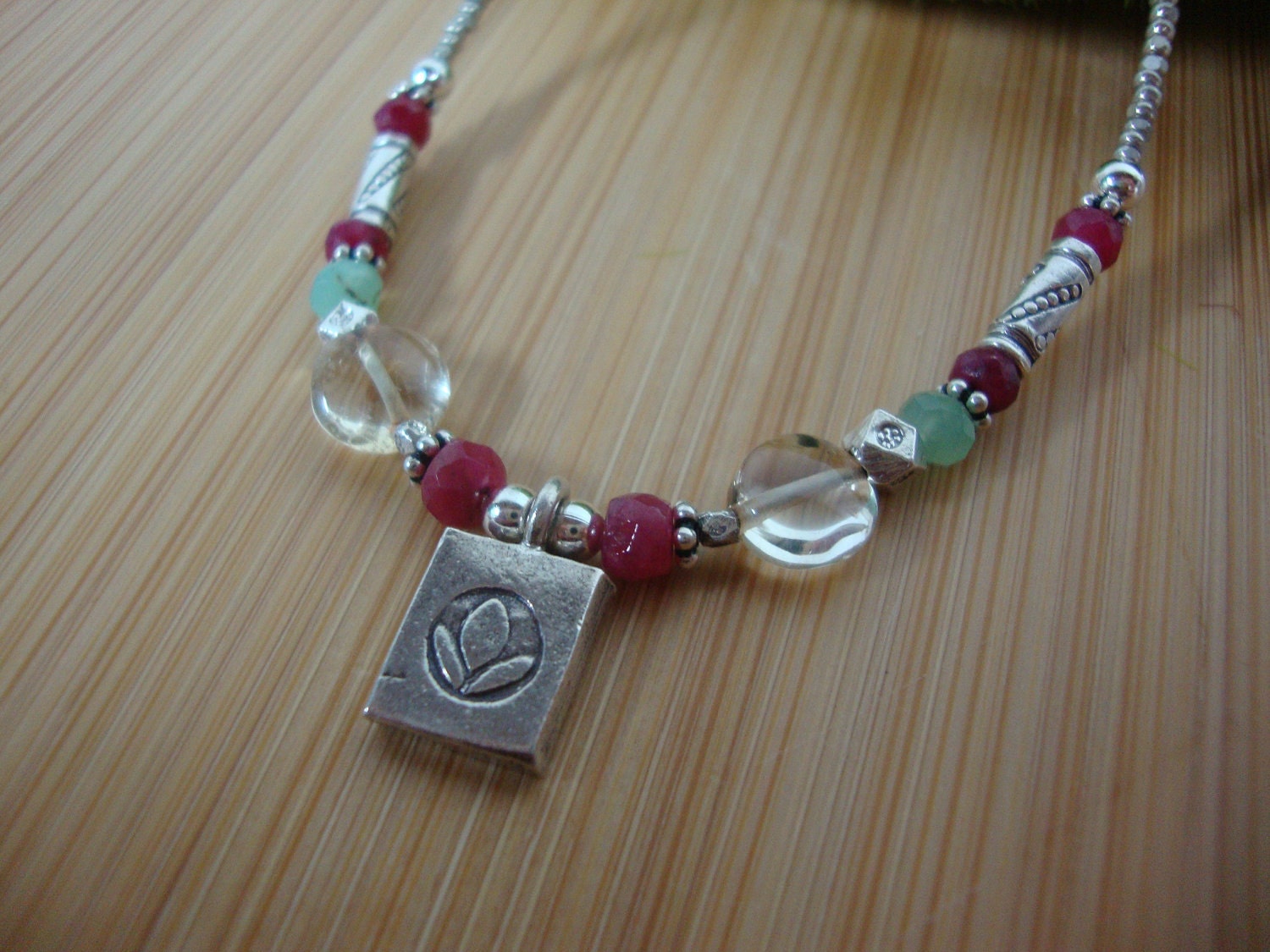 Ruby And Citrine Dainty Flower Necklace Preview 1