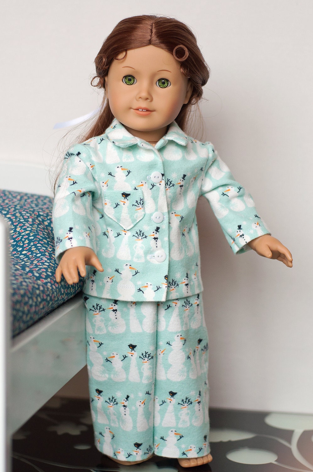 18 inch Doll Clothes: Snowman Pajamas for American Girl Dolls or other 18 Inch dolls