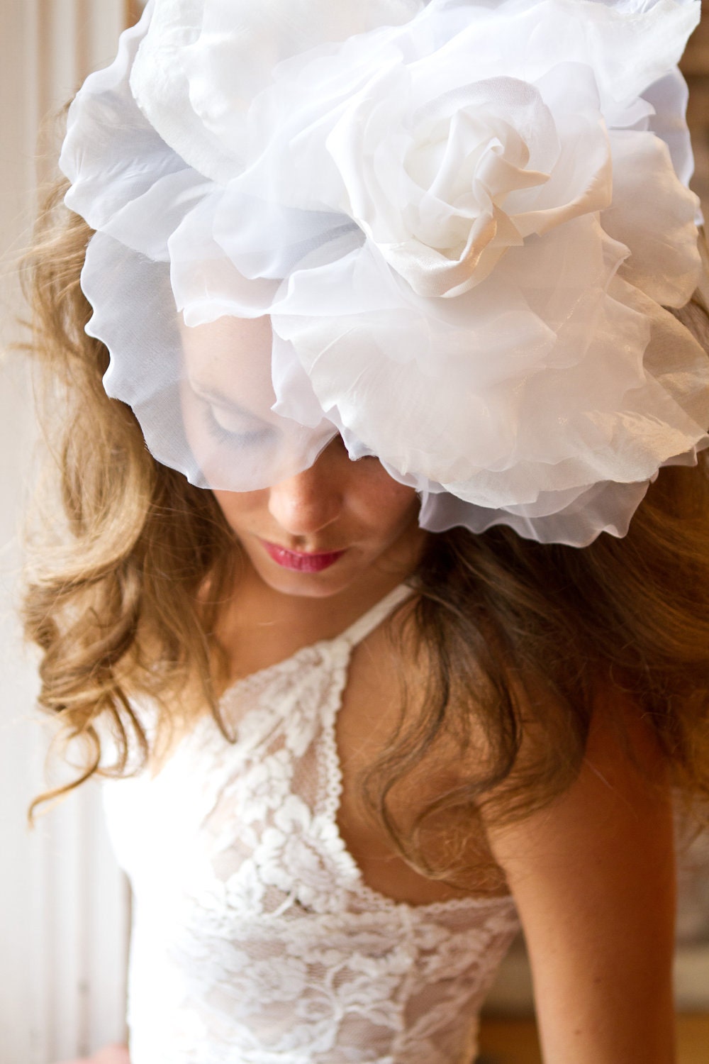 White "Ivana" Flower Fascinator