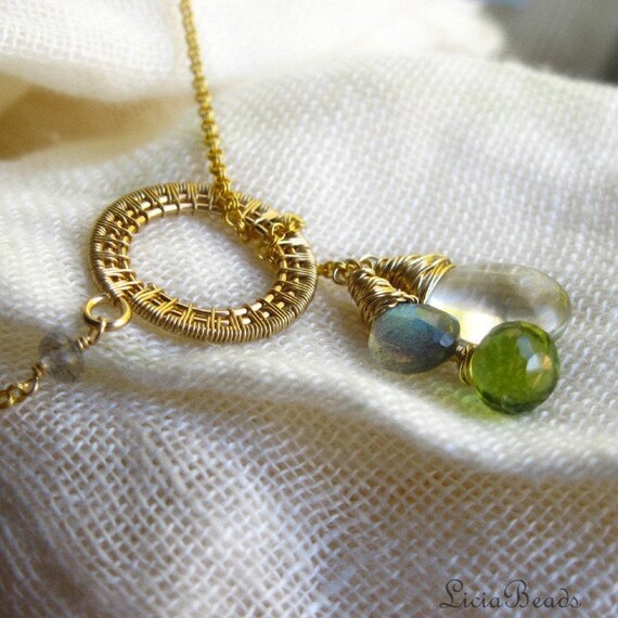 Collecting Pebbles - gemstone lariat necklace