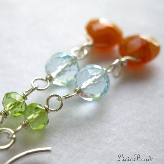 Earth and Water - gemstone color trio on sterling