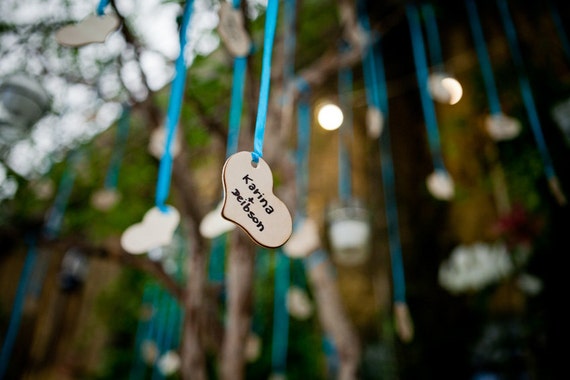 Wood Heart Wishing Tree Tags SET of 100 Rustic Chic Wedding Morgann Hill Designs