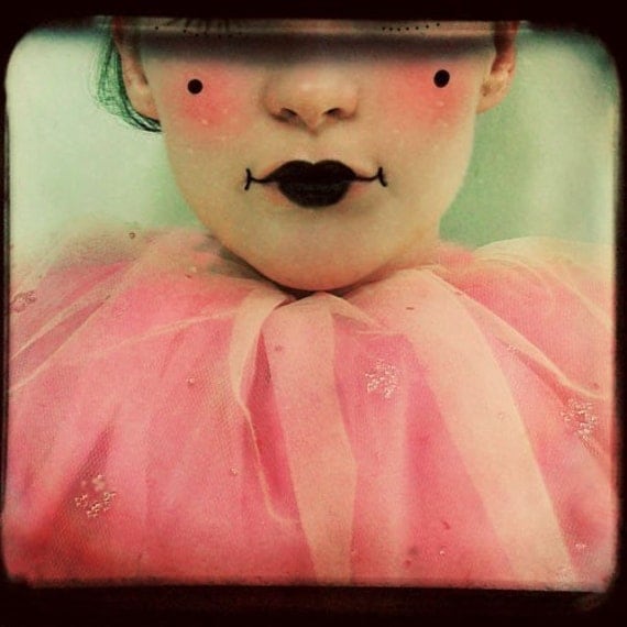 Clown Photograph - For A Lark 5x5 Ttv Print - clown portrait honeysuckle pink photography