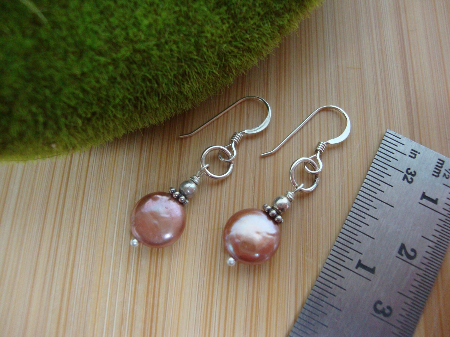 Bronze Coin Pearl Earrings Preview 3