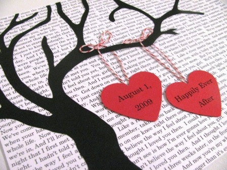 Personalized Tree Silhouette Art- Wedding, Valentine's Day, Anniversary- custom text background 2 personalized hearts
