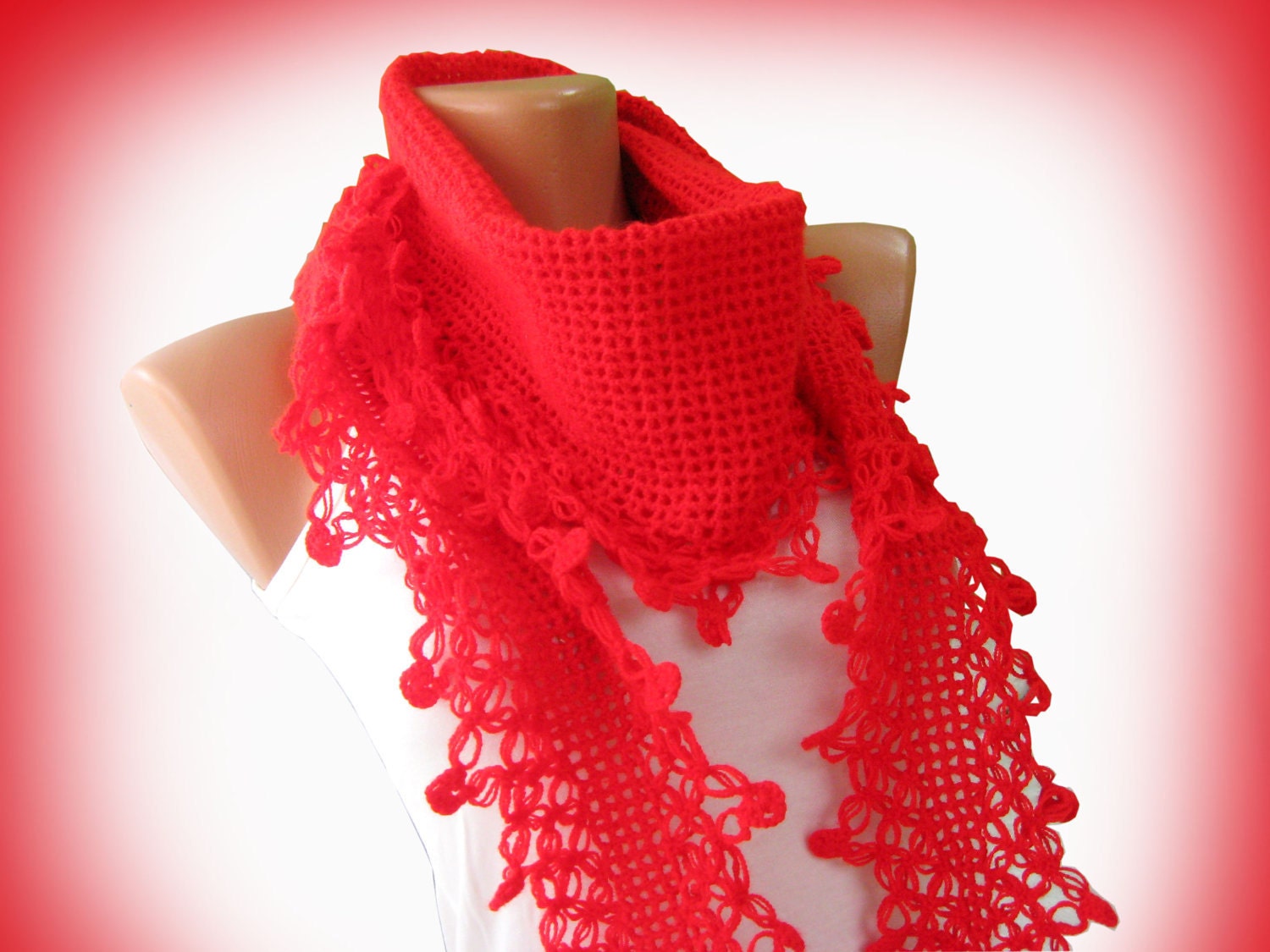 Sexy Red hand knit scarf. Multicolor, hand knit, womens scarf. Personalized Design. Neckwarmer, scarflette...