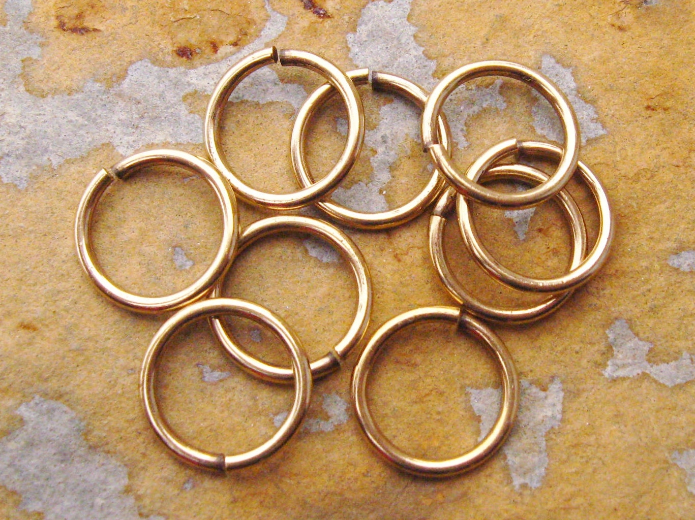 6 Antique Gold Patina 11.5mm 16 Gauge Open Jumprings -  Trinity Brass Co.  LOW SHIPPING