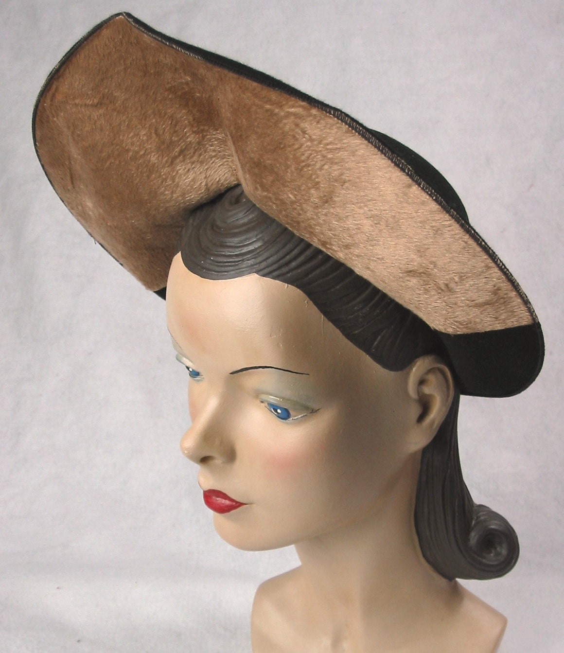 30's 40's Vintage Wide Brim Profile Hat Unused Old Store Stock 22