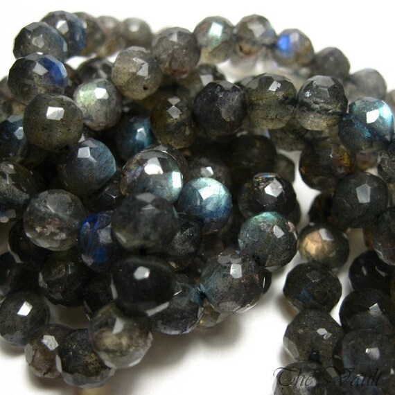 20 Labradorite 6.5-7mm faceted rounds - half strand, 5 inches