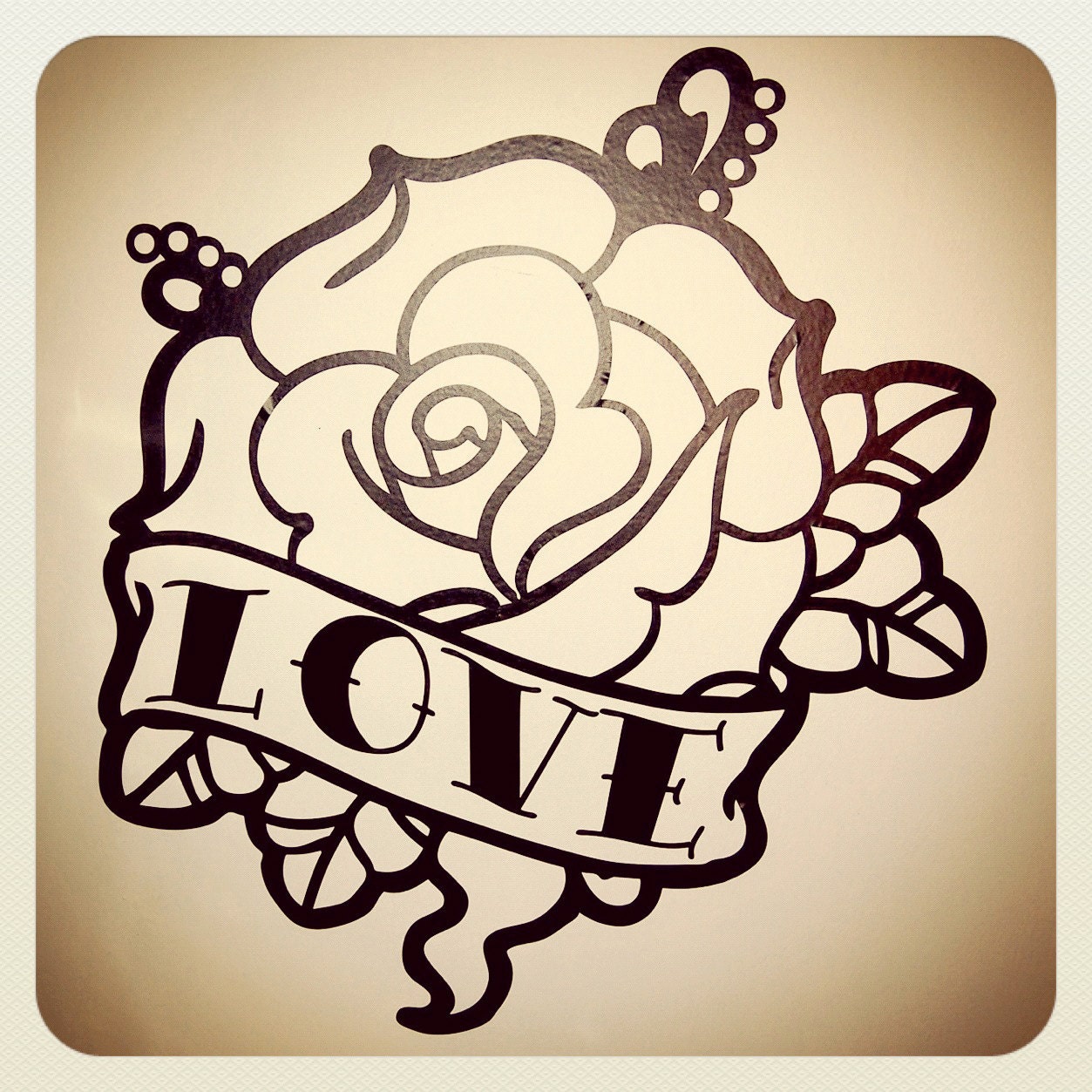 Old School Tattoo Rose Wall Decal
