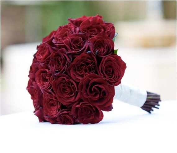 Deep dark red rose bouquet Great for Valentine's Day Weddings or weddings 