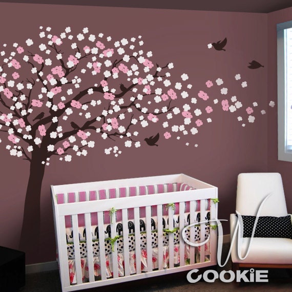 Cherry Blossom Tree with Birds  - Nursery Wall Decal