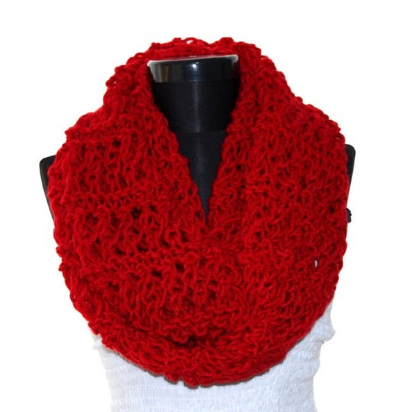ON SALE - Red Chunky Loop Scarf - Ready to Ship -