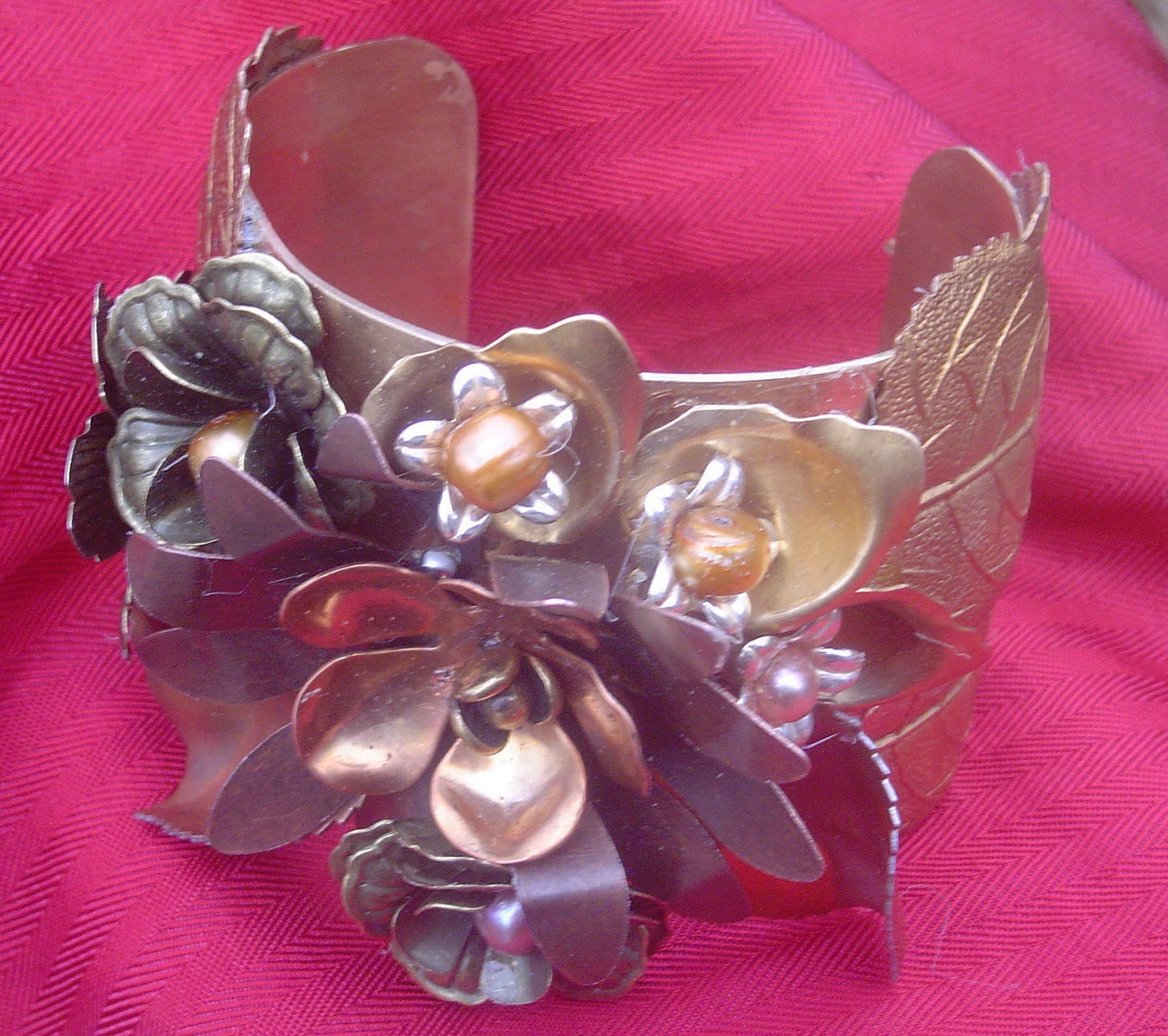 Fairy Tale, large, floral brass cuff.