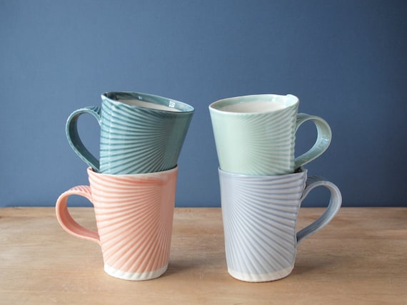 Porcelain hand-built mugs. pick your color