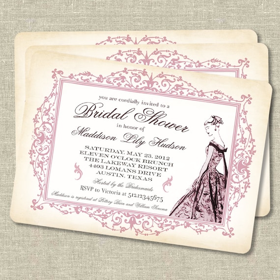 Vintage Inspired Bridal Shower Invitations 