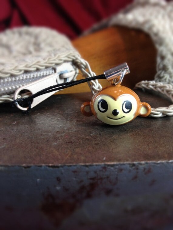 Cute Monkey Bell Charm for Cell Phone, Zipper or Keychain