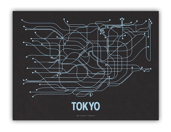 Tokyo Lineposter Screen Print - Black/Metallic Blue